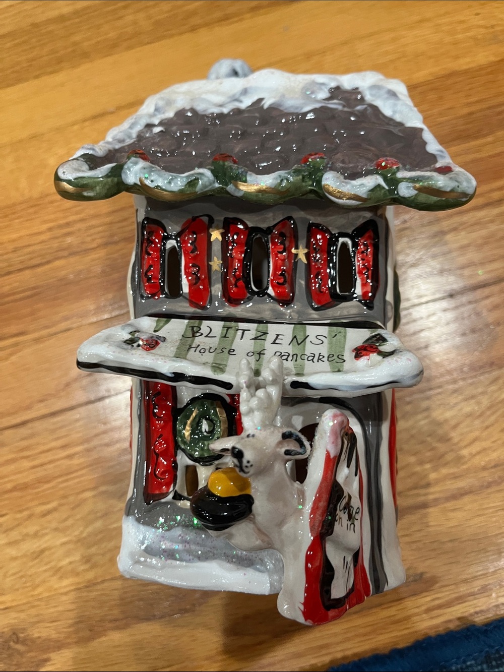 Blue sky Blitzens house  of Pancakes Ceramic Holiday Ornament -